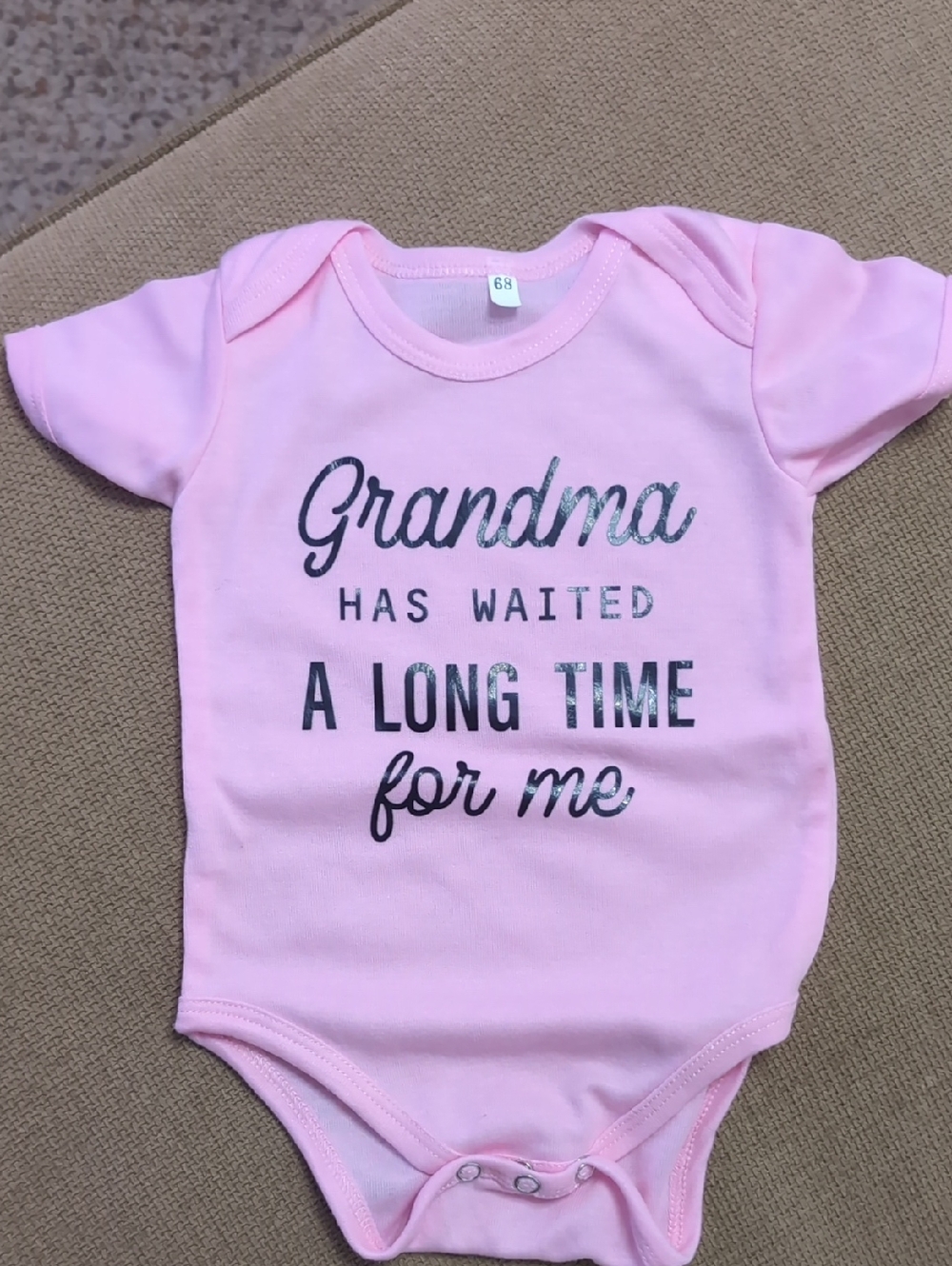 Source Unknown Pink Baby One-Piece Bodysuit with 'Grandma' Script